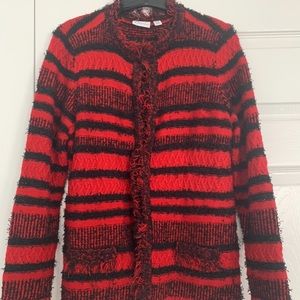 Kim Rogers M Red Black Sweater Jacket
